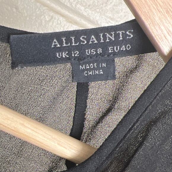 ALL SAINTS Size 8 Black Women Carlotta Black Asymmetric Hem Dress - Picture 3 of 5